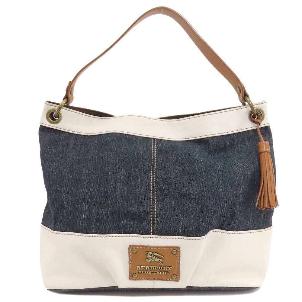 Burberry Blue Label One Shoulder Hobo Bag Leather Denim - Picture 11 of 11